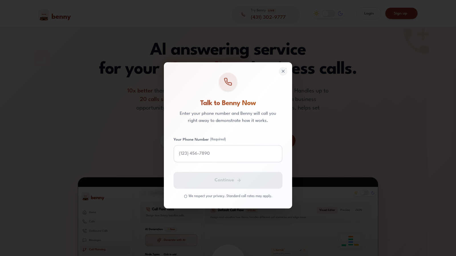 Ask Benny application interface and features