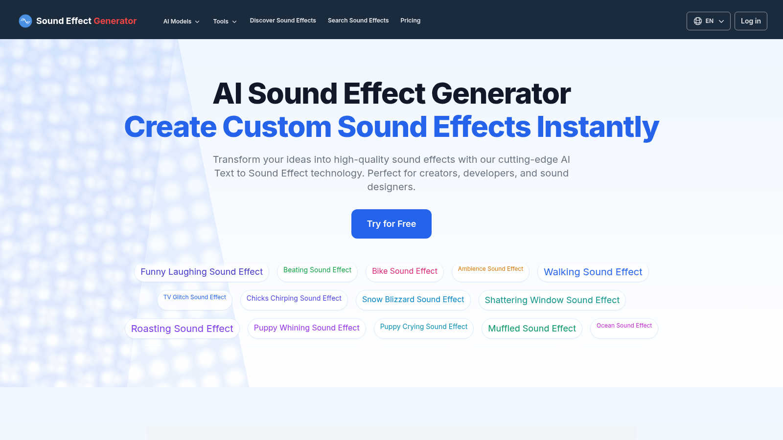 Sound Effect Generator application interface and features