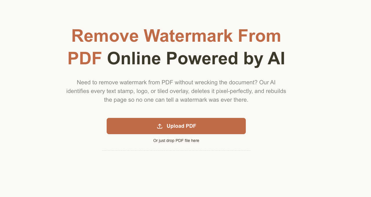 Remove Watermark from PDF application interface and features