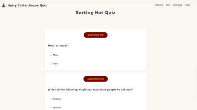 Harry Potter House Quiz - AI tool for Lifestyle & Entertainment