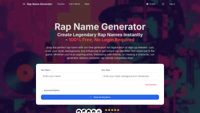 Rap Name Generator - AI tool for Content Creation