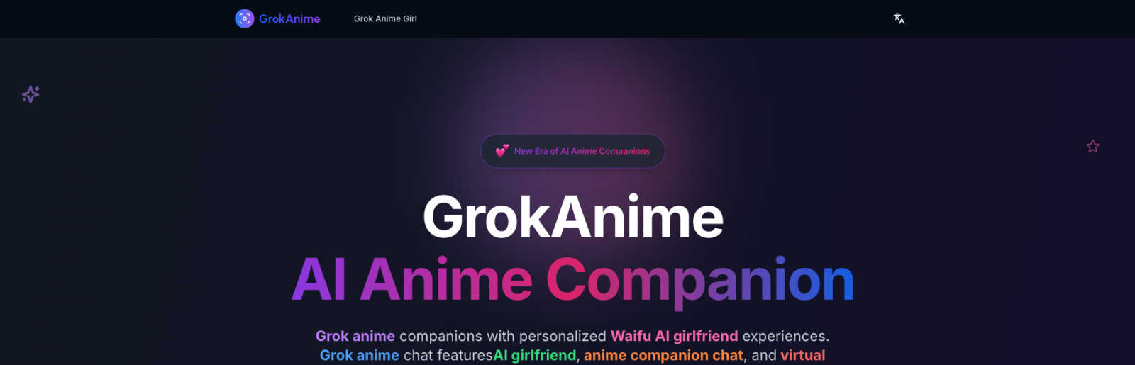 Grok Anime application interface and features