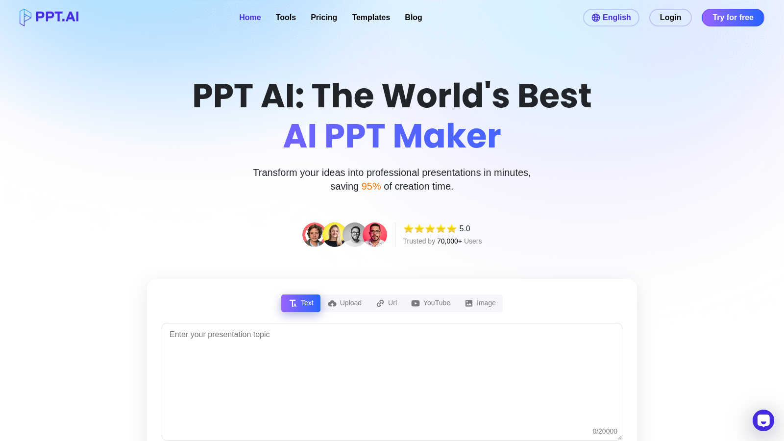 PPT AI application interface and features