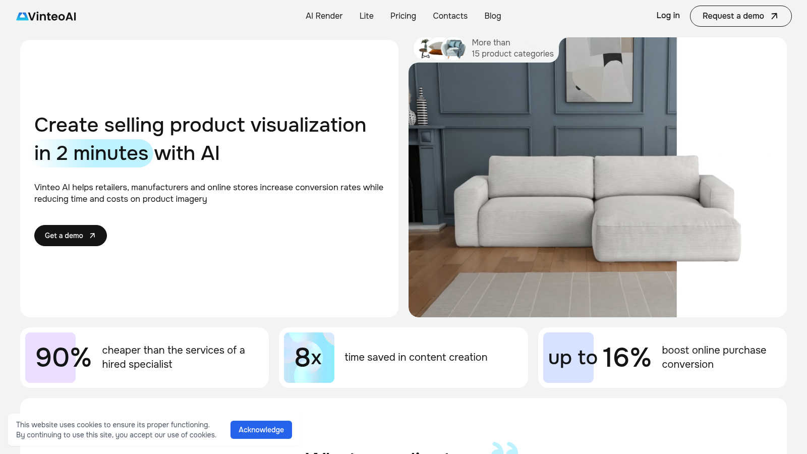 Vinteo AI application interface and features