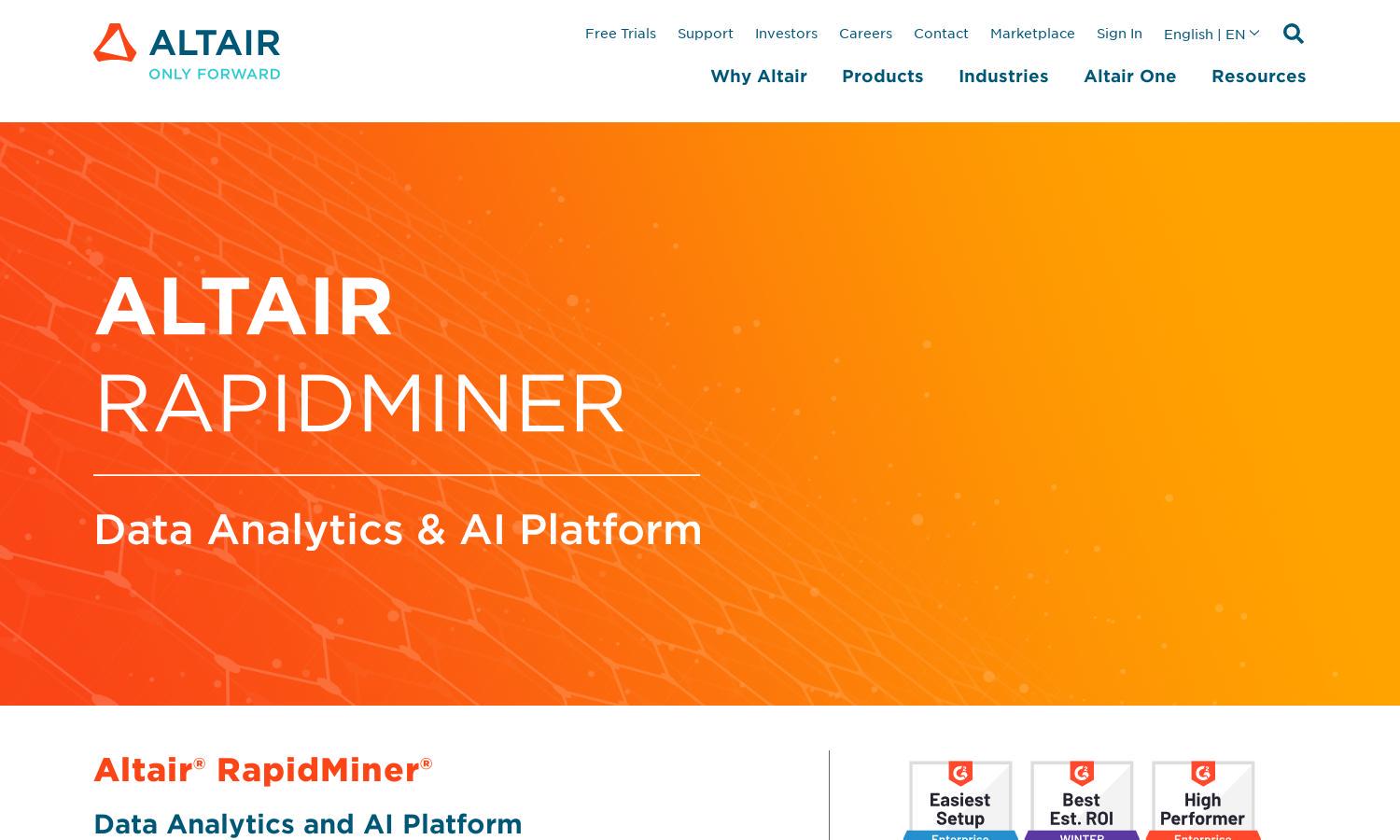 Altair RapidMiner Website