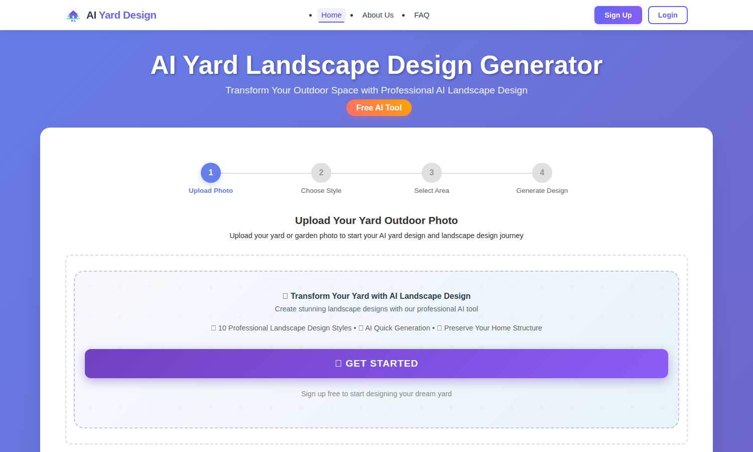 AI Yard Design application interface and features