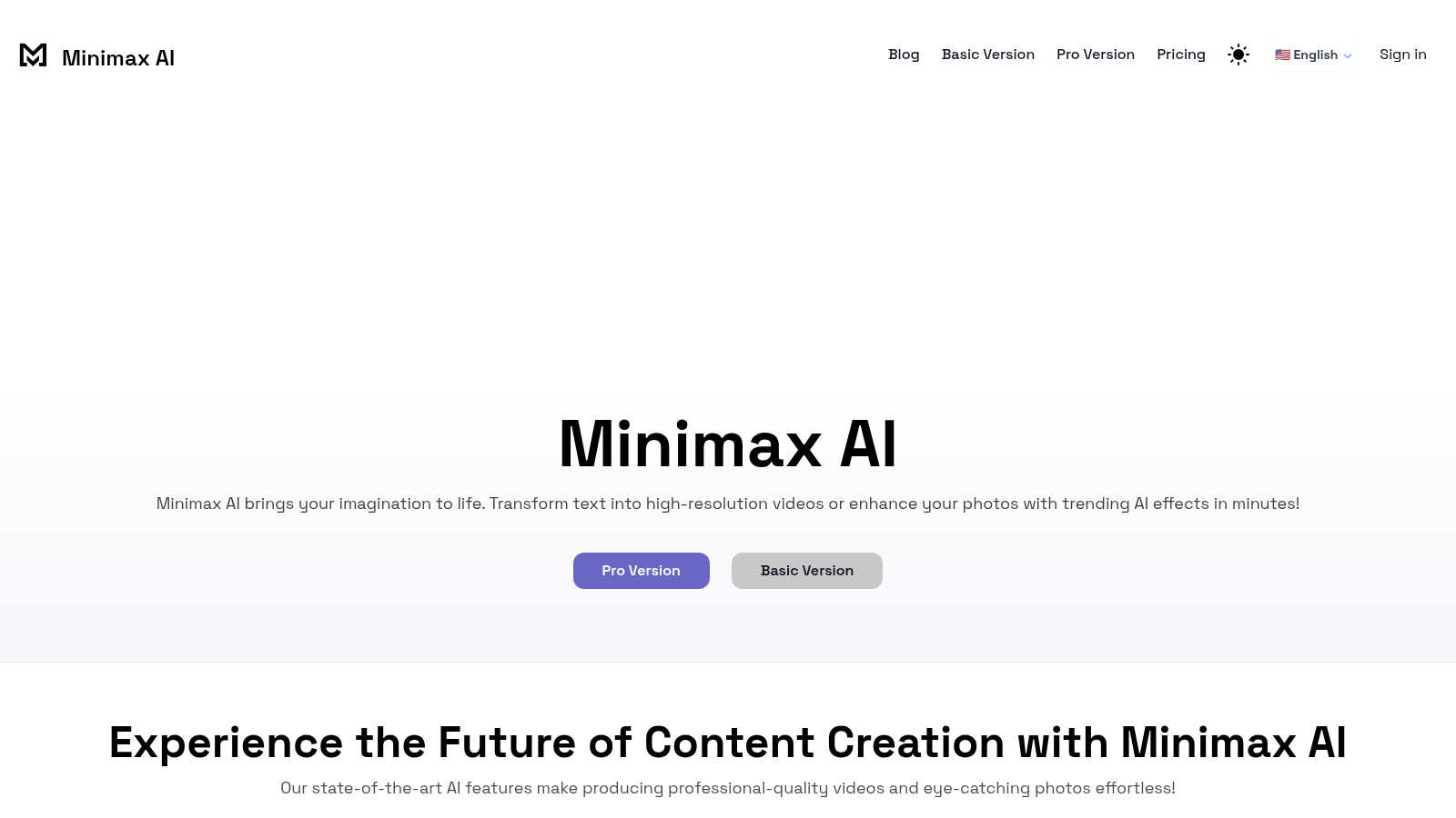 Minimax AI application interface and features
