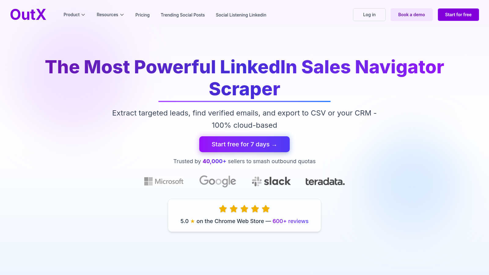 OutX.ai – LinkedIn Sales Navigator Scraper application interface and features