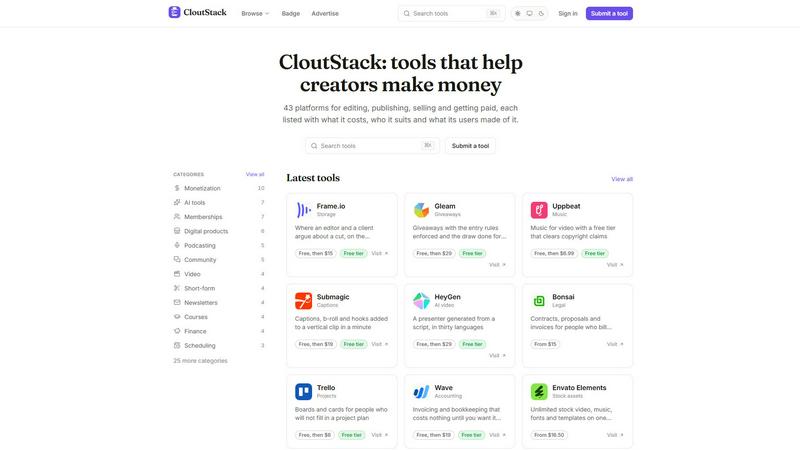 CloutStack application interface and features