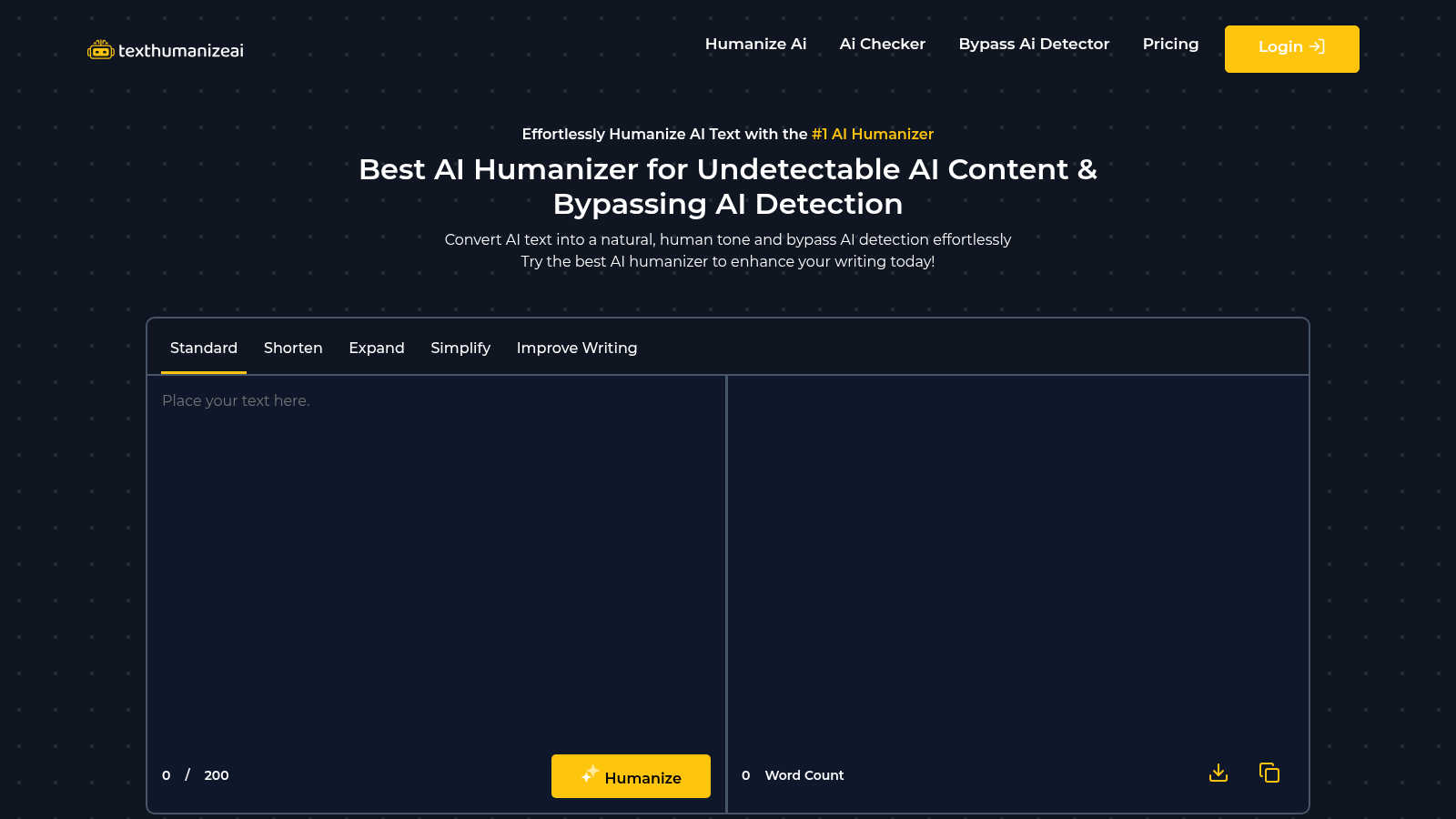 Text Humanize AI - Ai Humanizer application interface and features