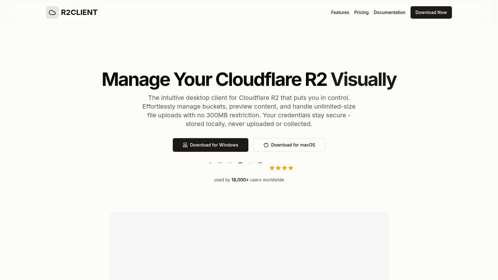 R2CLIENT application interface and features