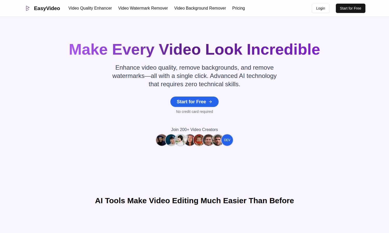 EasyVideo application interface and features