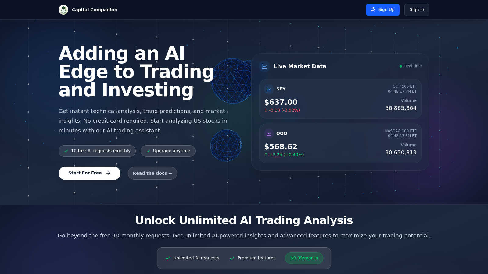 Capital Companion application interface and features