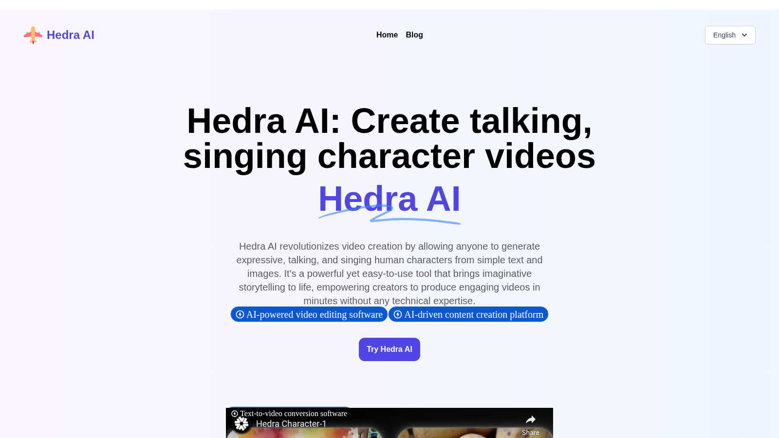 Hedra AI application interface and features