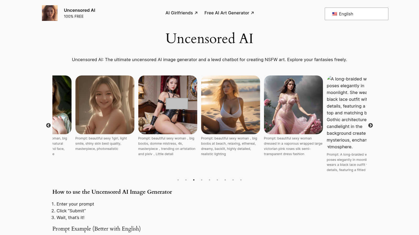 Uncensored AI application interface and features
