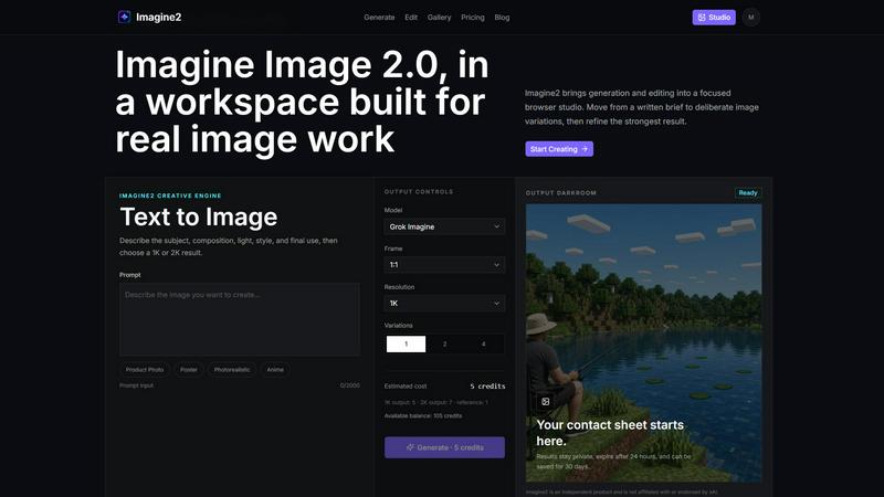 Imagine2 application interface and features
