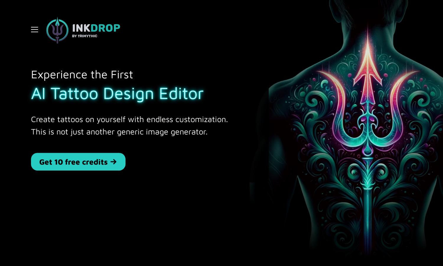 InkDrop AI Tattoo Generator Website