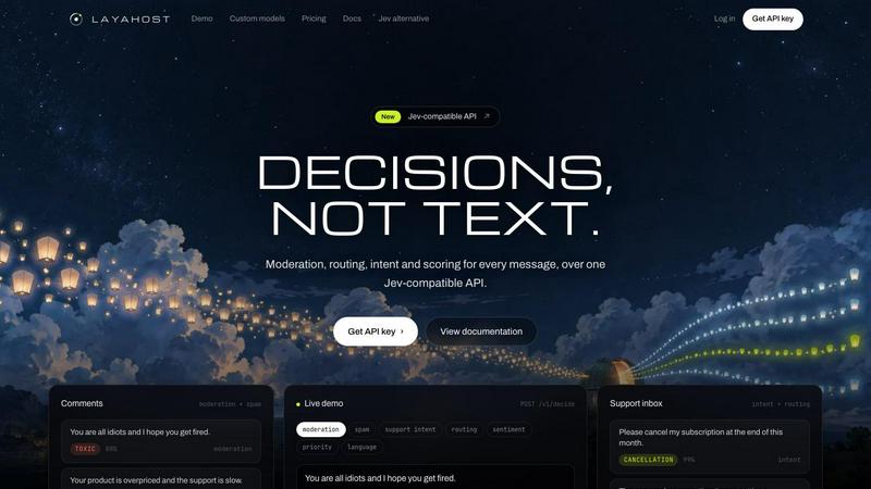 layahost application interface and features