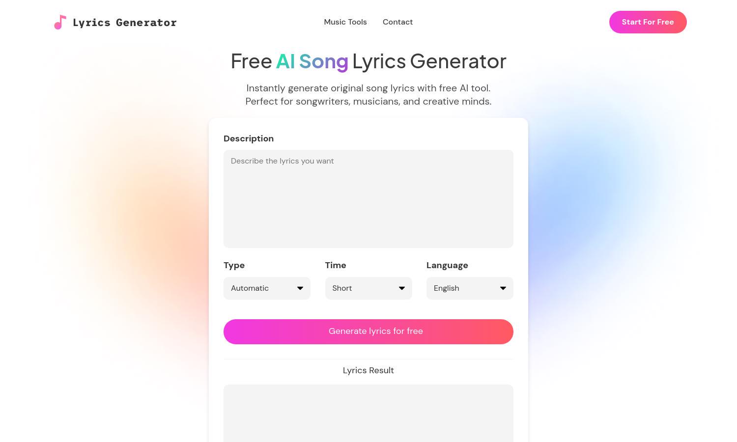 Lyrics Generator Website