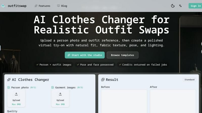 outfitswap application interface and features