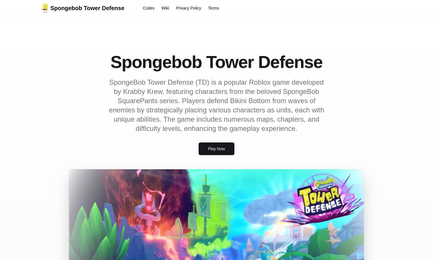 SpongeBob Tower Defense Website