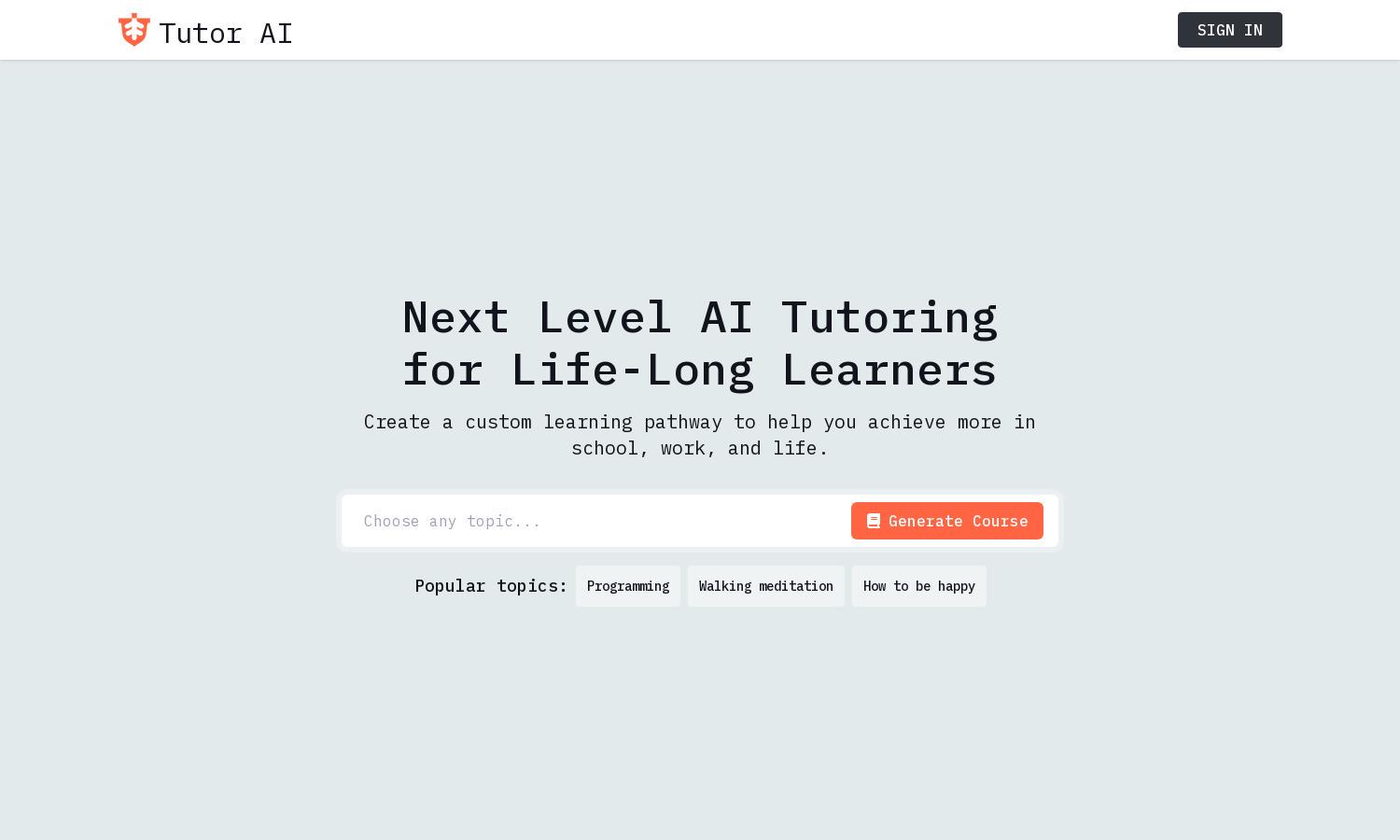 Tutor AI Website