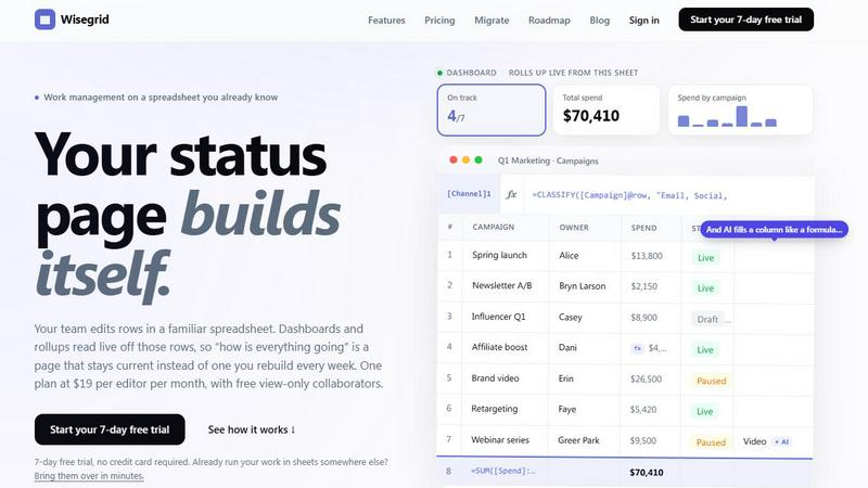 Wisegrid application interface and features