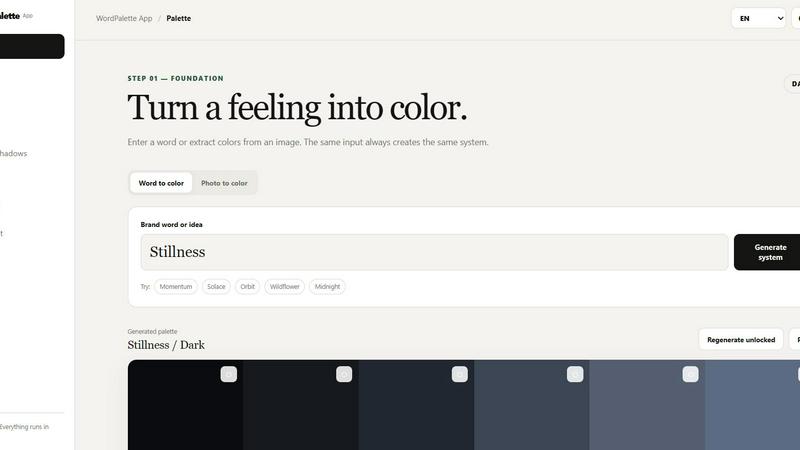 WordPalette Brand Kit application interface and features
