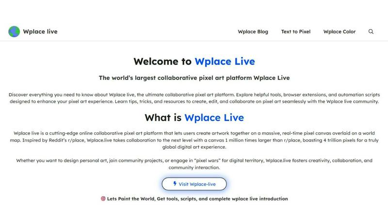 Wplace Live application interface and features