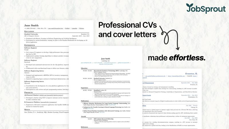 JobSprout application interface and features