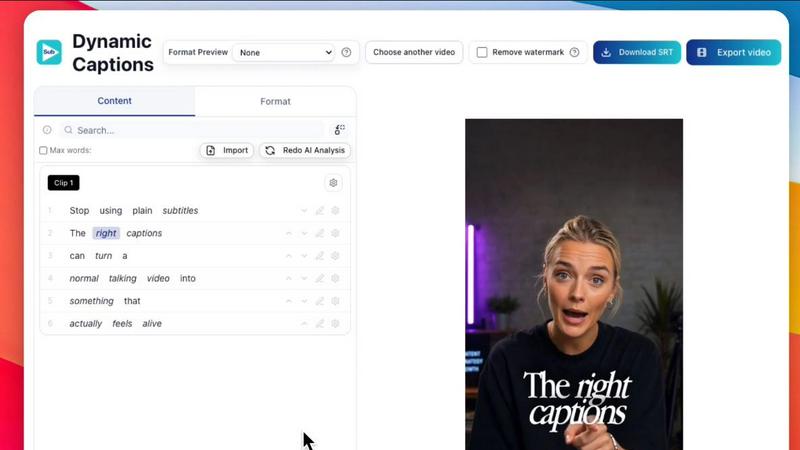 Subclip application interface and features